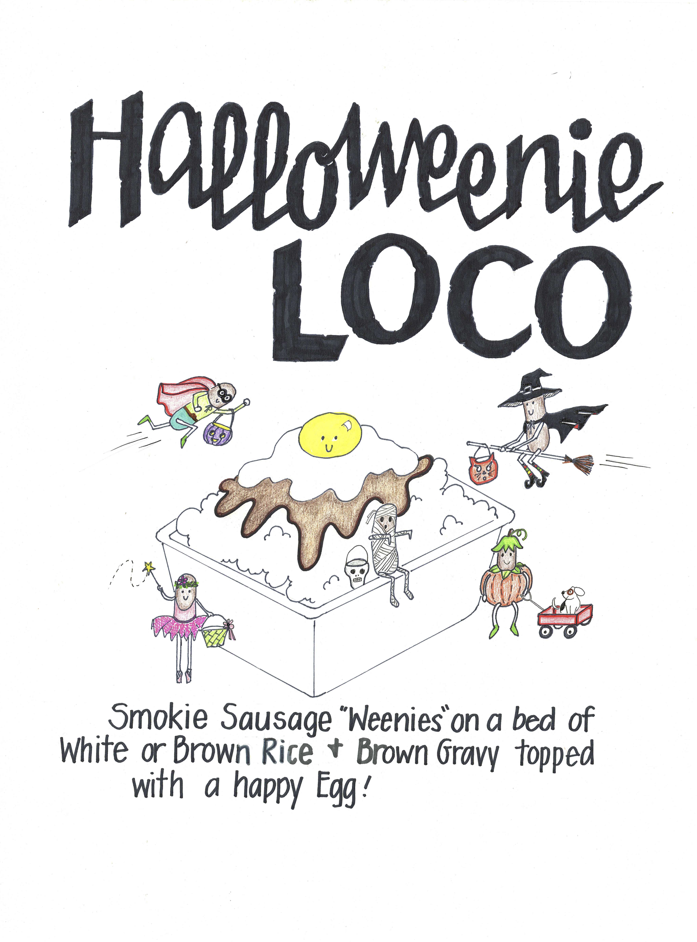 October Feature: The Halloweenie Loco Moco. – Cafe 100 – Hilo, HI